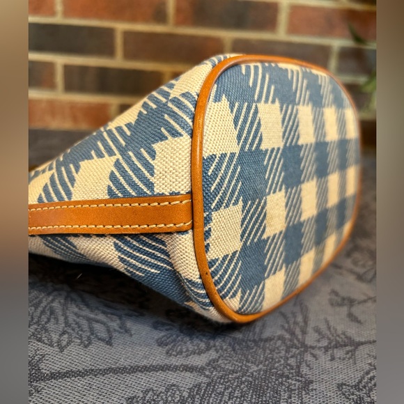 Dooney and Bourke Vintage Blue and off white checkerboard mini bucket bag - Picture 8 of 13
